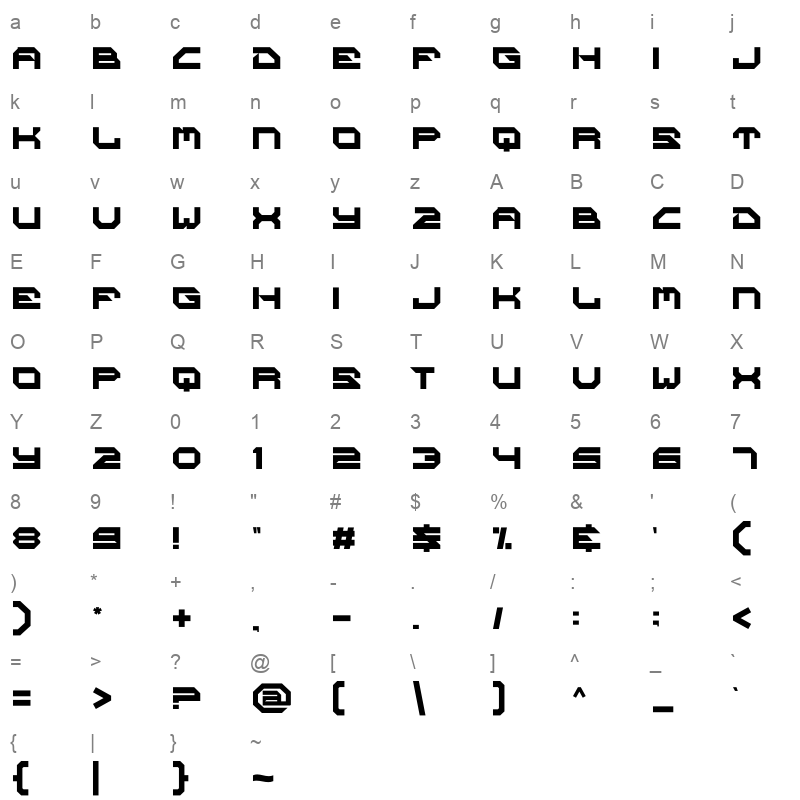 SPACE JAEGER Character Map