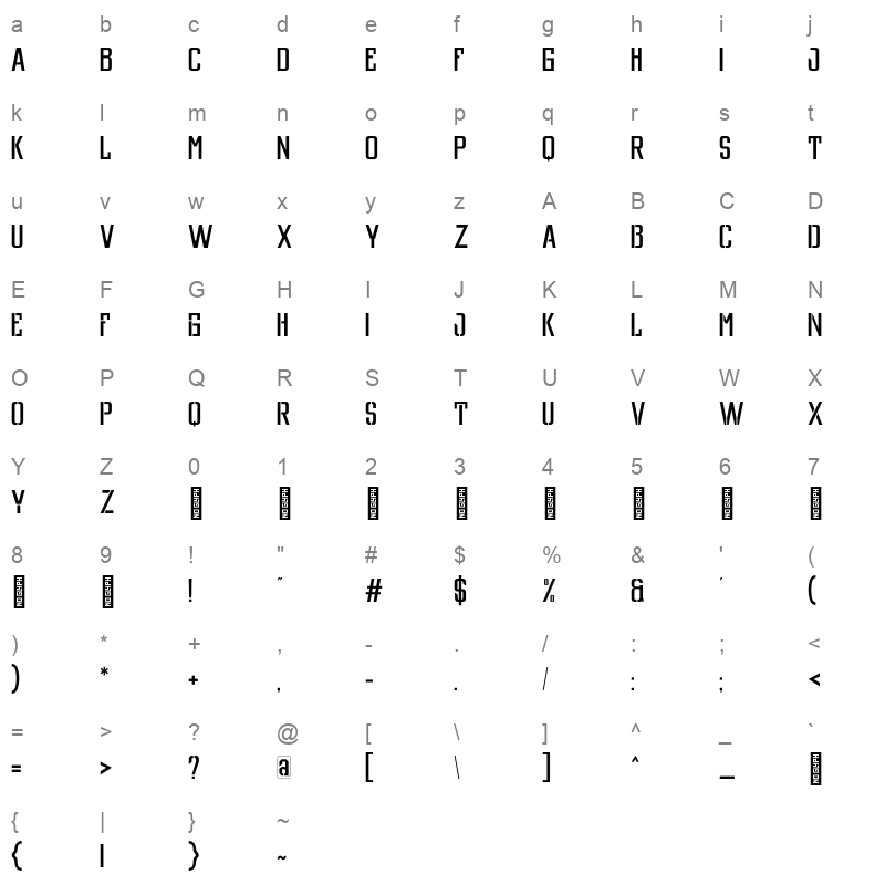 StuvaSportsDemo Regular Character Map