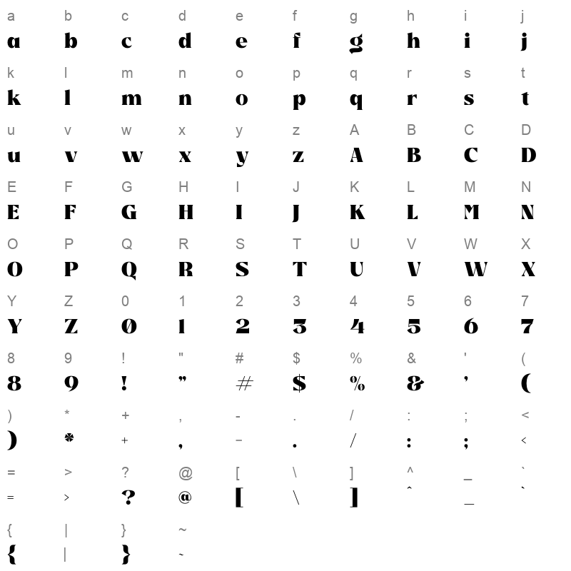 Suifak Character Map