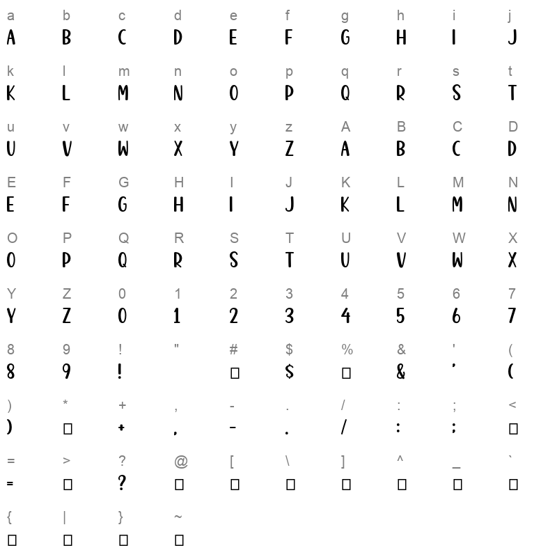 Sunday Farmhouse OTF Character Map