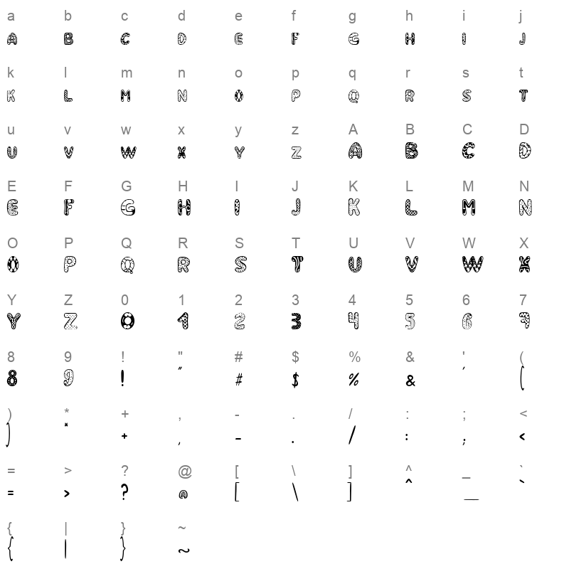 SUPER SYMBOL Character Map