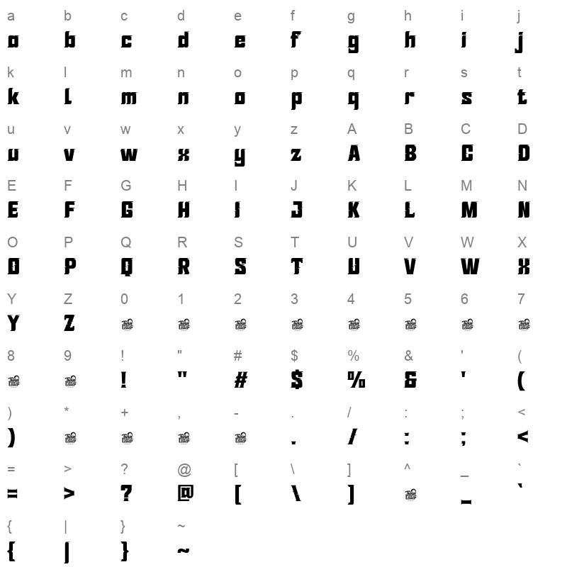 SUTIXO Style Character Map