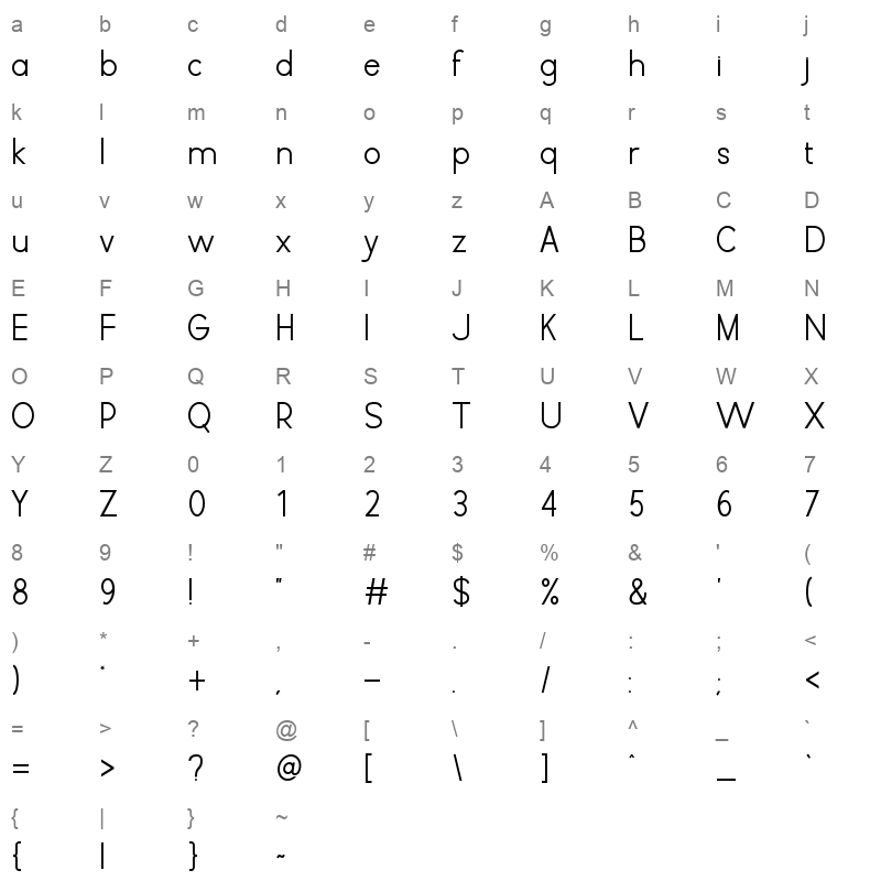 Sweet Bread Bold Character Map