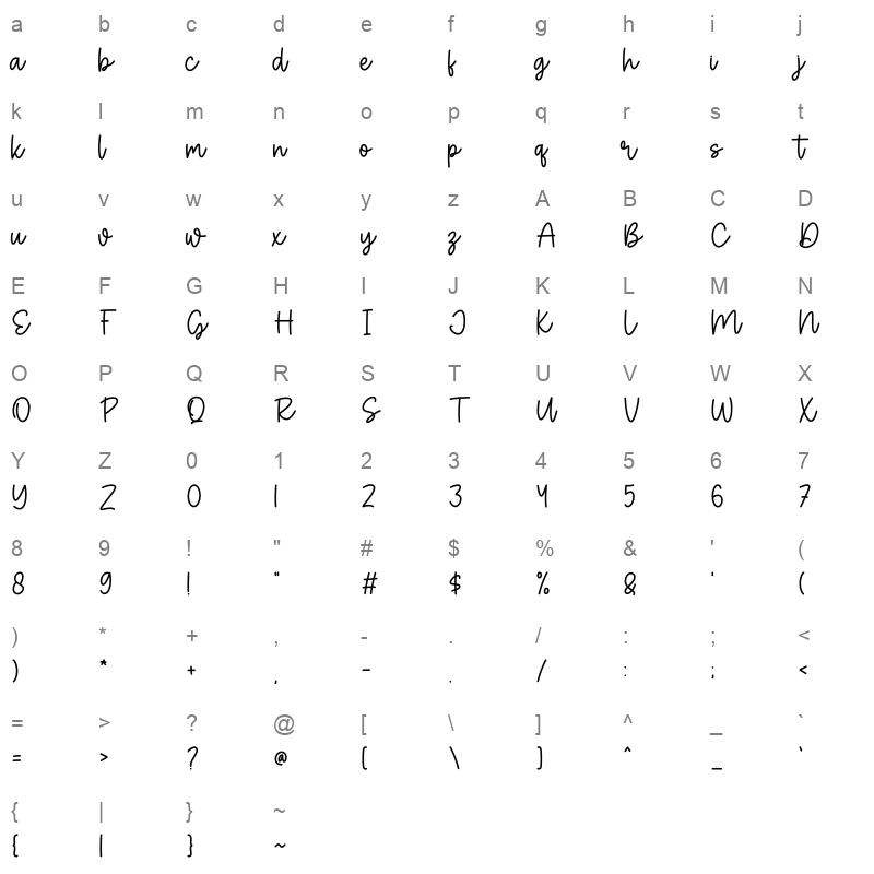 Sweet Charm OTF Character Map