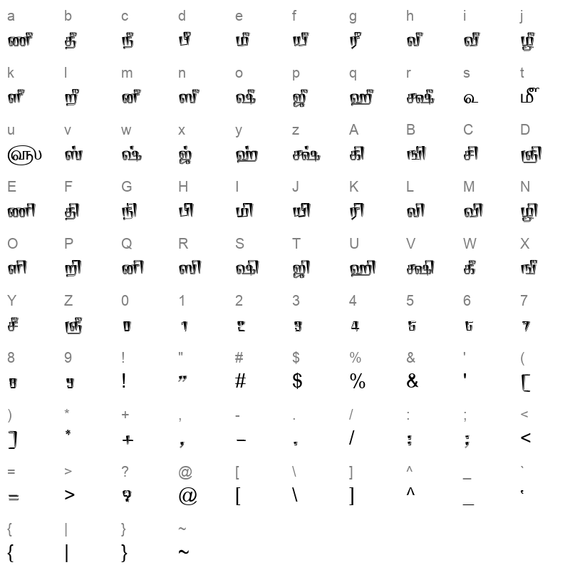 TAM Tamil027 Normal Character Map