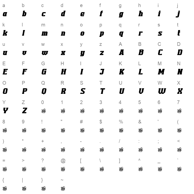 TEKROT TEKROT SlabSlant Character Map