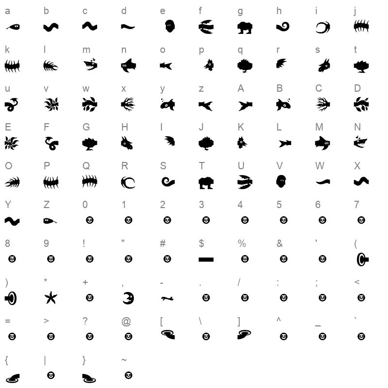 Teranoptia Furiae otf Character Map