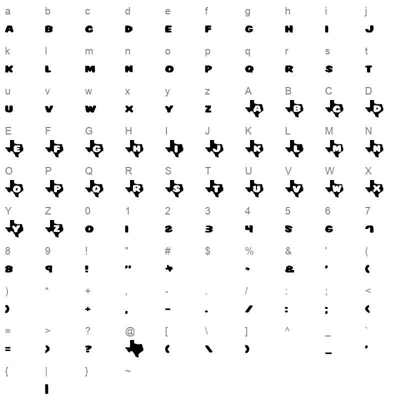 texas Character Map
