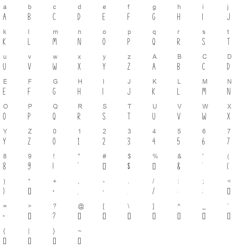 Thanks Farmhouse TTF Character Map
