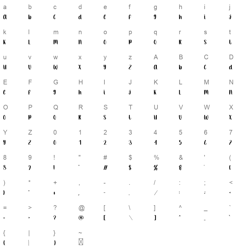 Thick Line Character Map