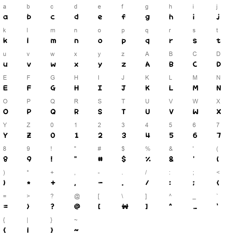 Typo HelloPOP Character Map