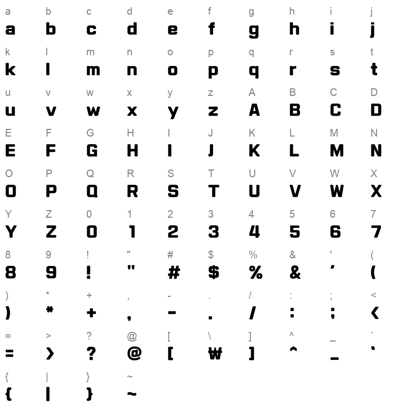 Typo Papyrus L Character Map