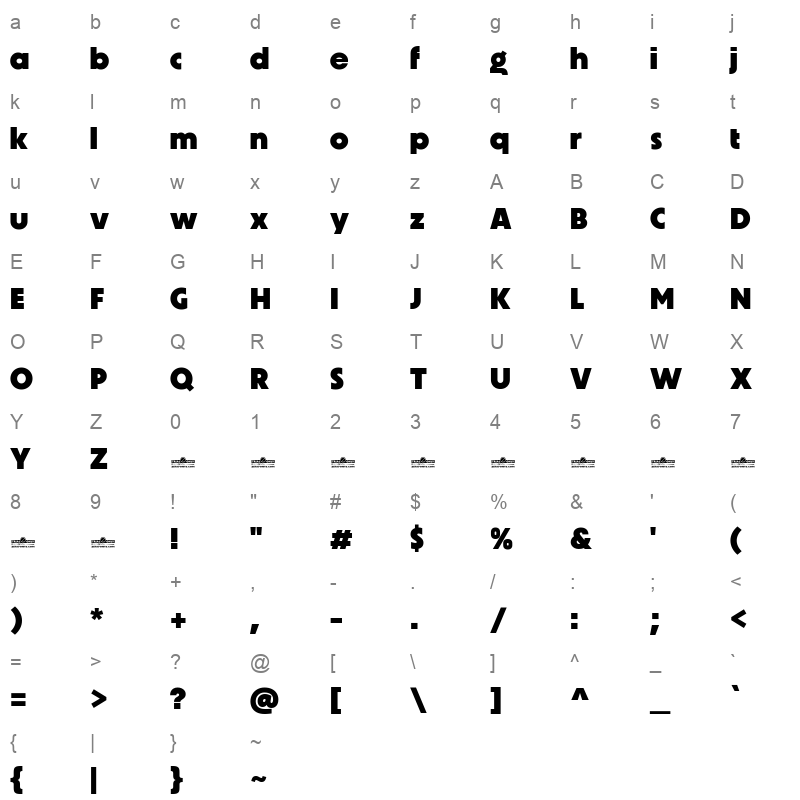 Unigeo64 Extrabold Character Map