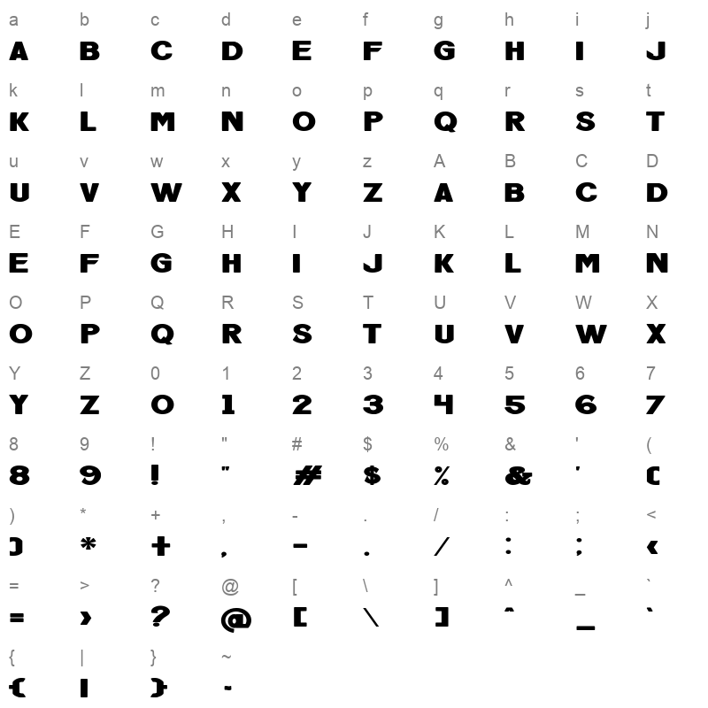 Uniq loves Bold Character Map