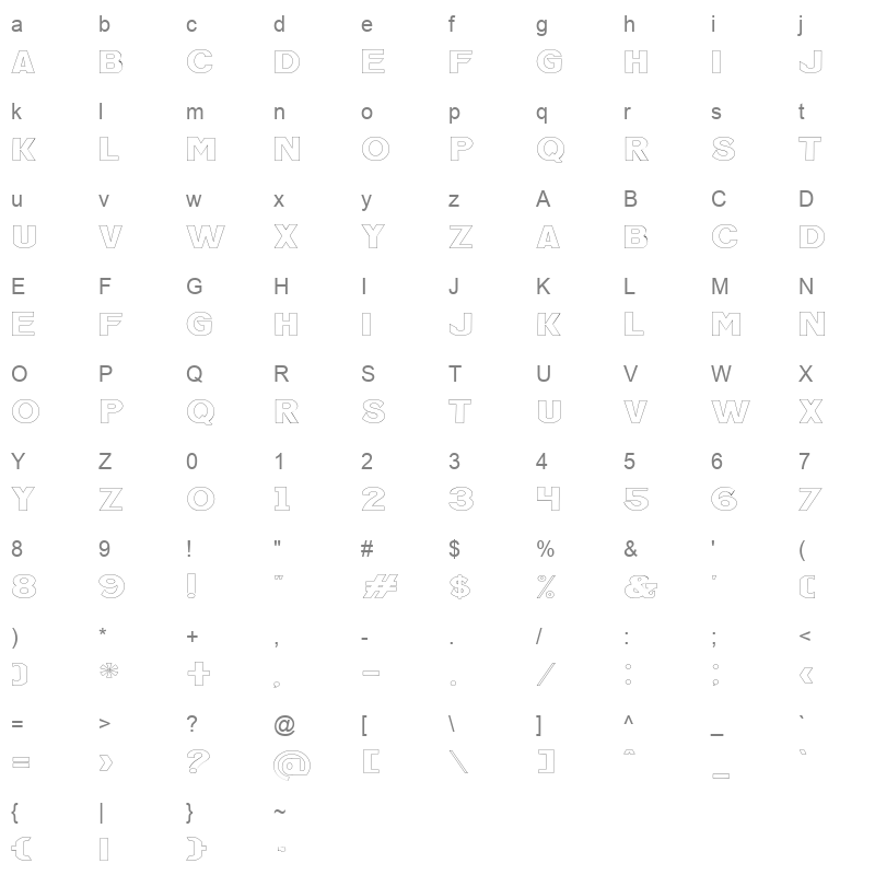 Uniq loves Hollow Character Map