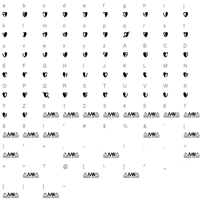 Valentine One Character Map
