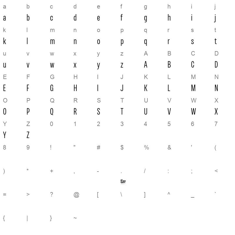 Variera Light Character Map