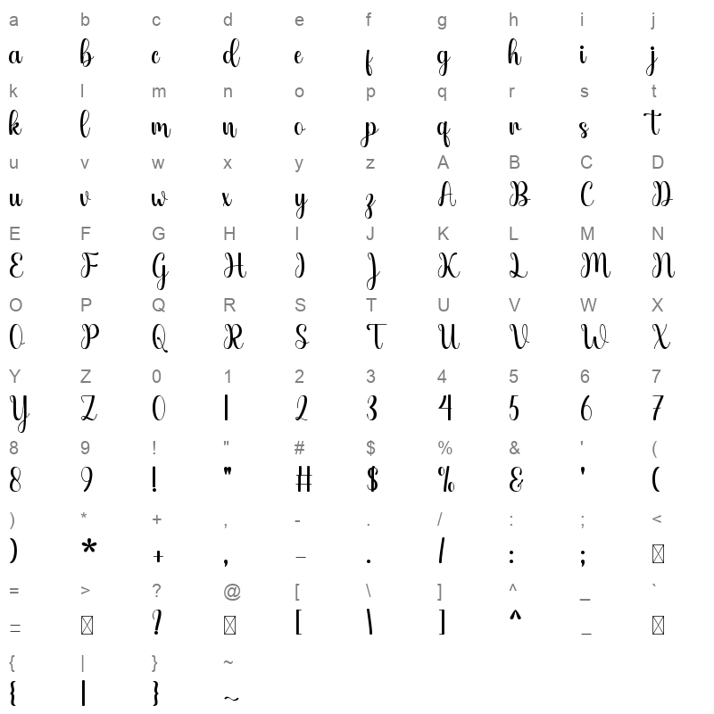Violine Character Map