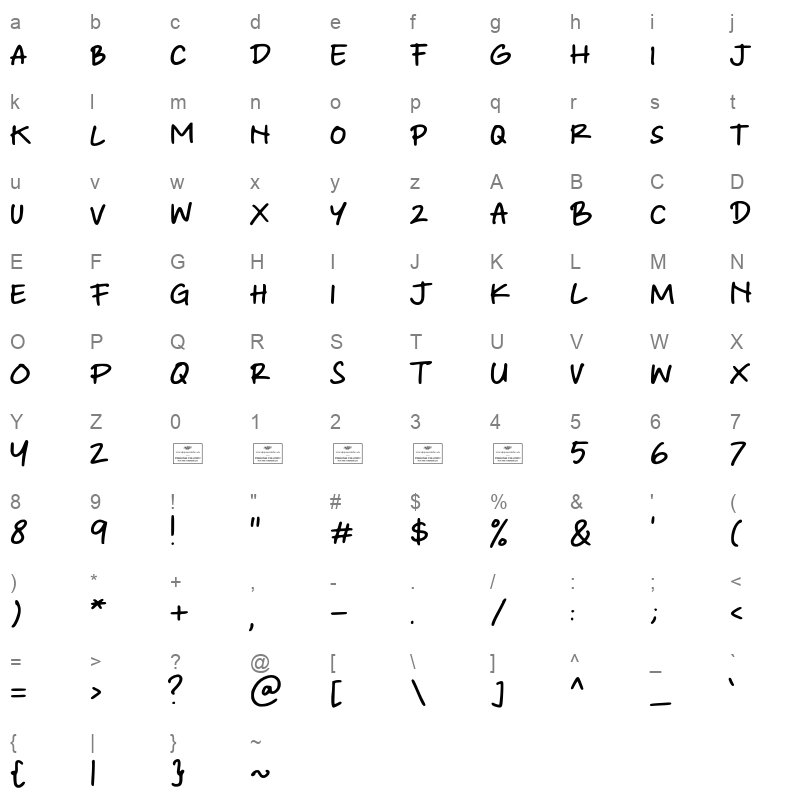 Virtual Note otf Character Map