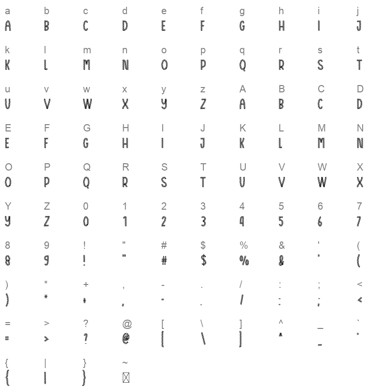 Virtual Piano Character Map