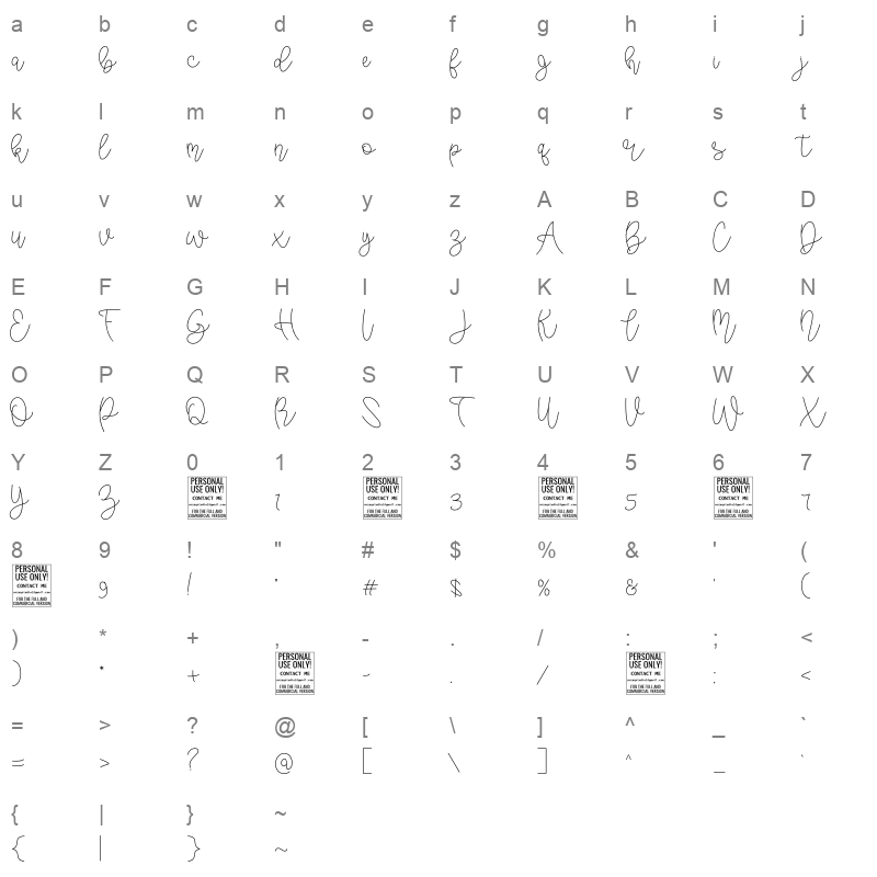 Water Splash Monoline Character Map