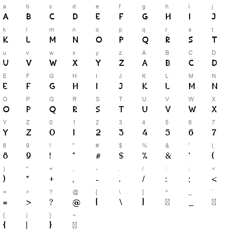 WaveContempo Character Map
