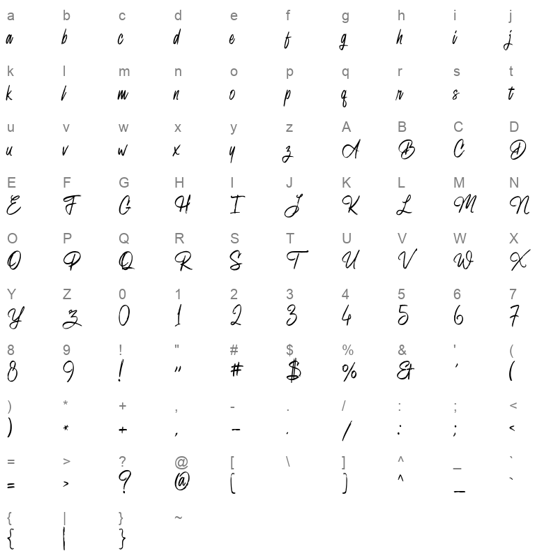 White Colors Character Map