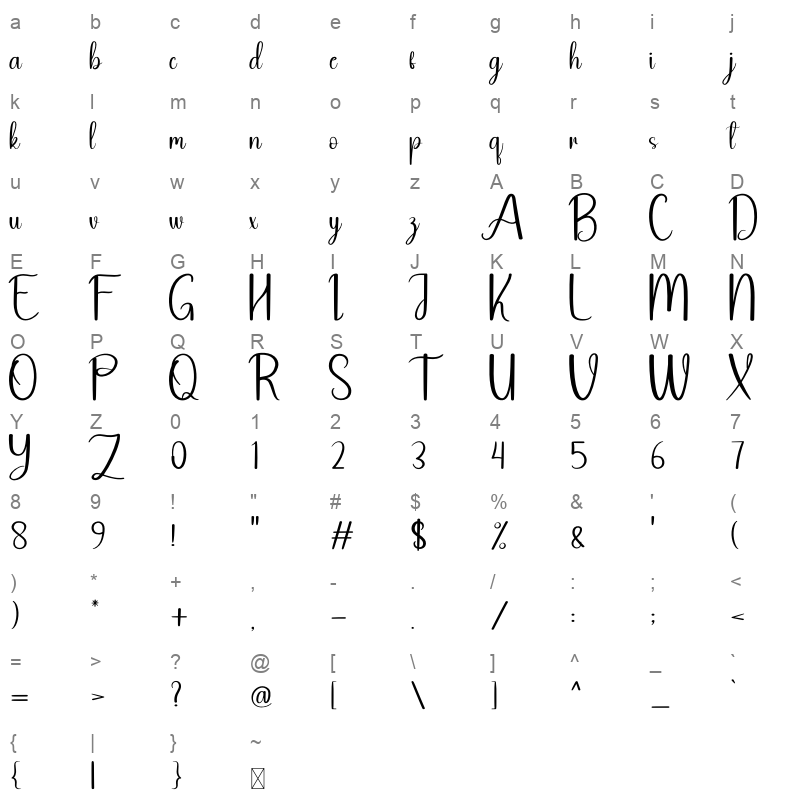 White Rope Character Map