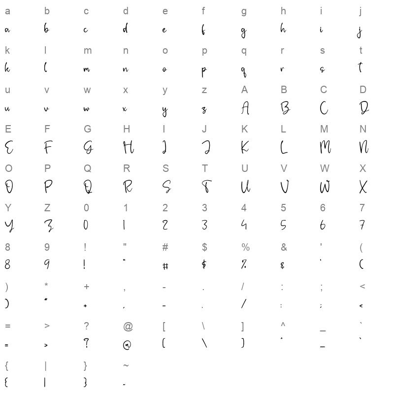 Whitfield Character Map