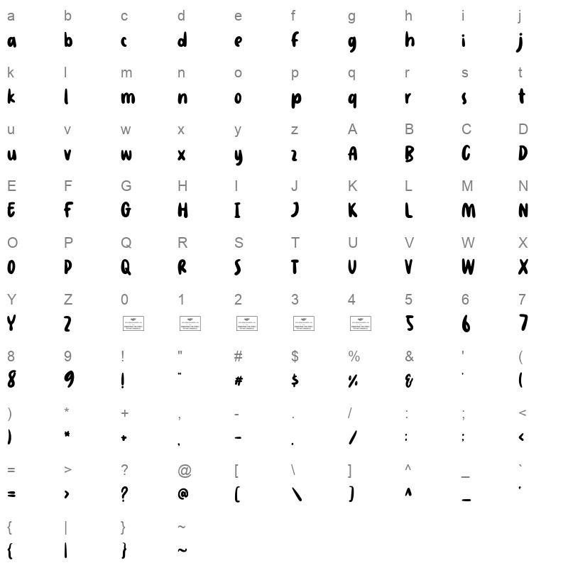 Wind surf otf Character Map