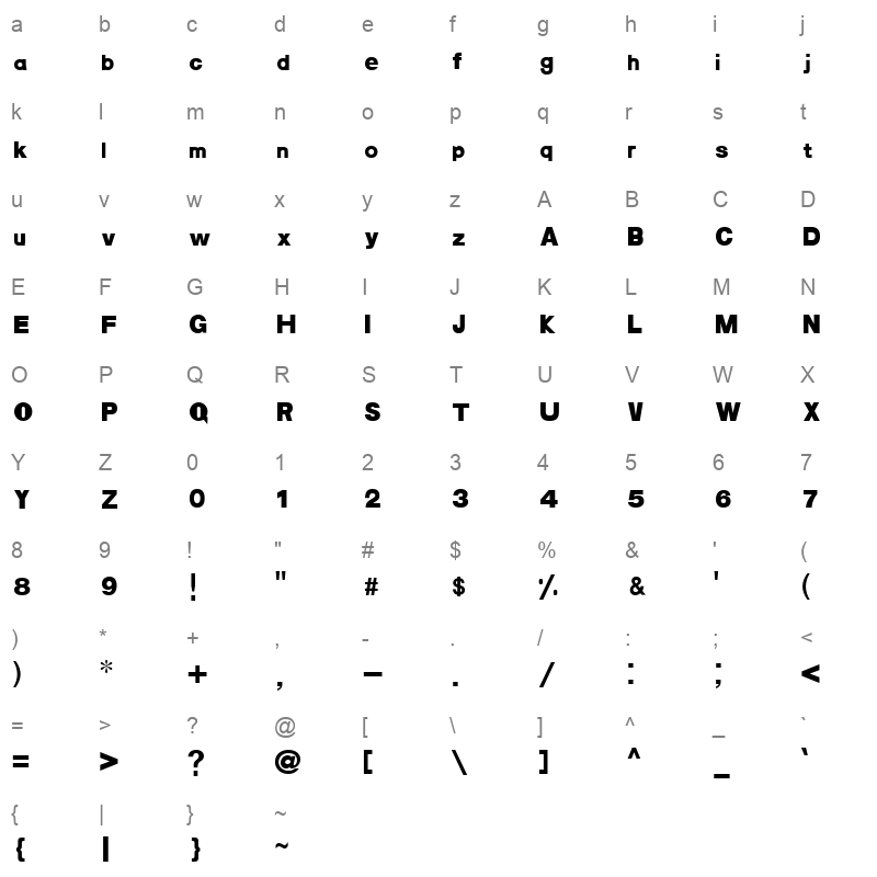 Yang hole special Regular Character Map