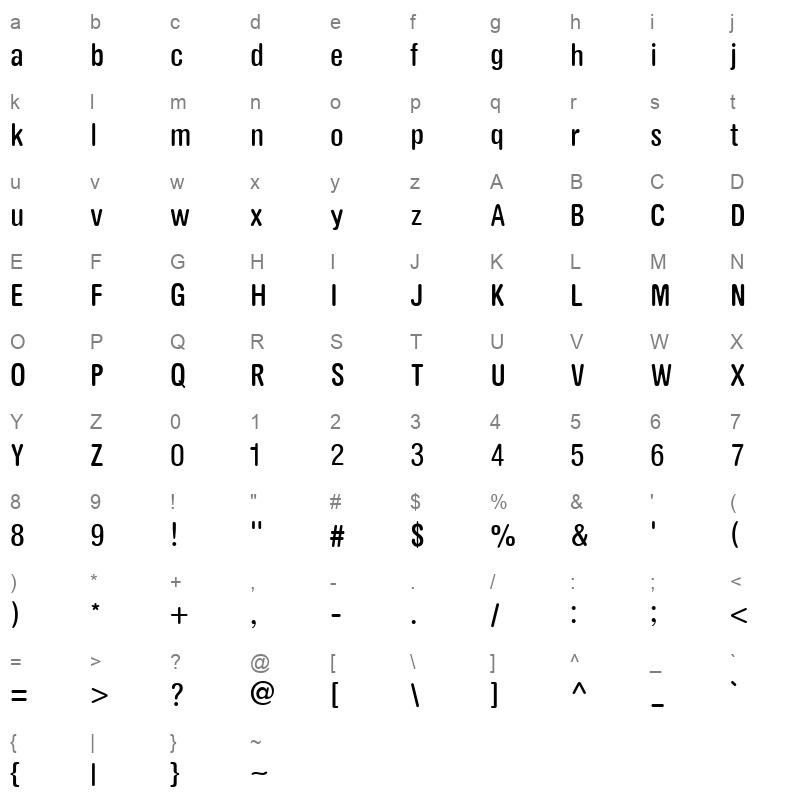 Yang Rounded Condensed Regular Character Map