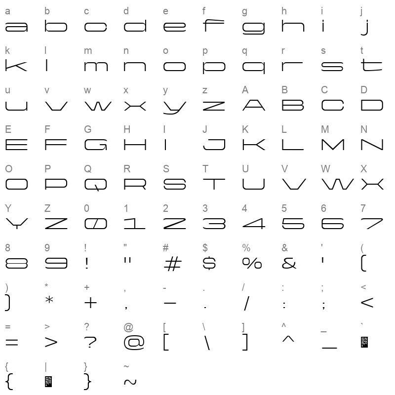 Yapari LightExtended Character Map