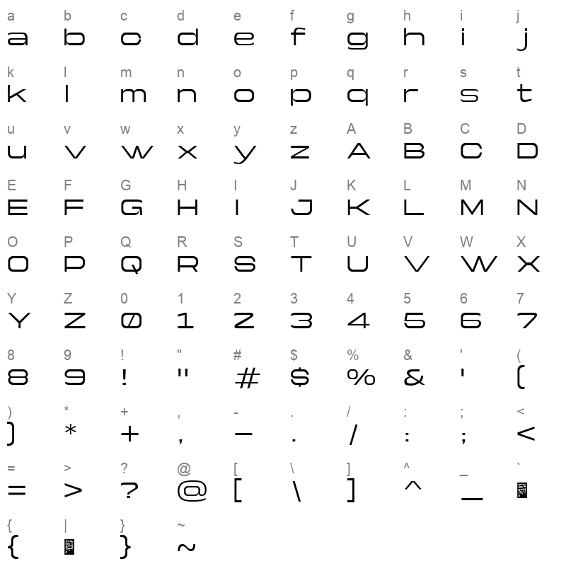 Yapari Regular Character Map