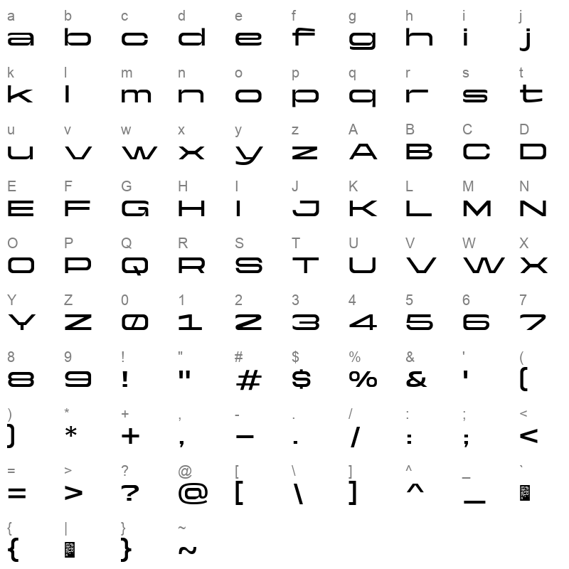 Yapari SemiBold Wide Character Map