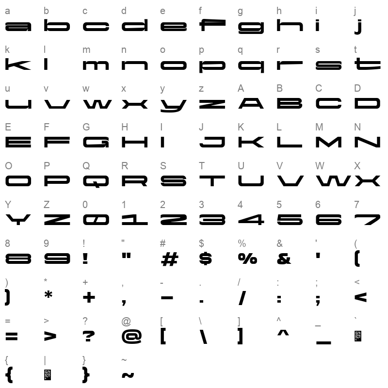 Yapari Ultra Expanded Character Map